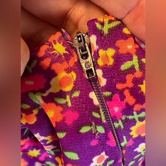 Vtg 70s Disco Hippie Maxi Dress Halter Low back Pink floral psychedelic - Picture 10 of 10